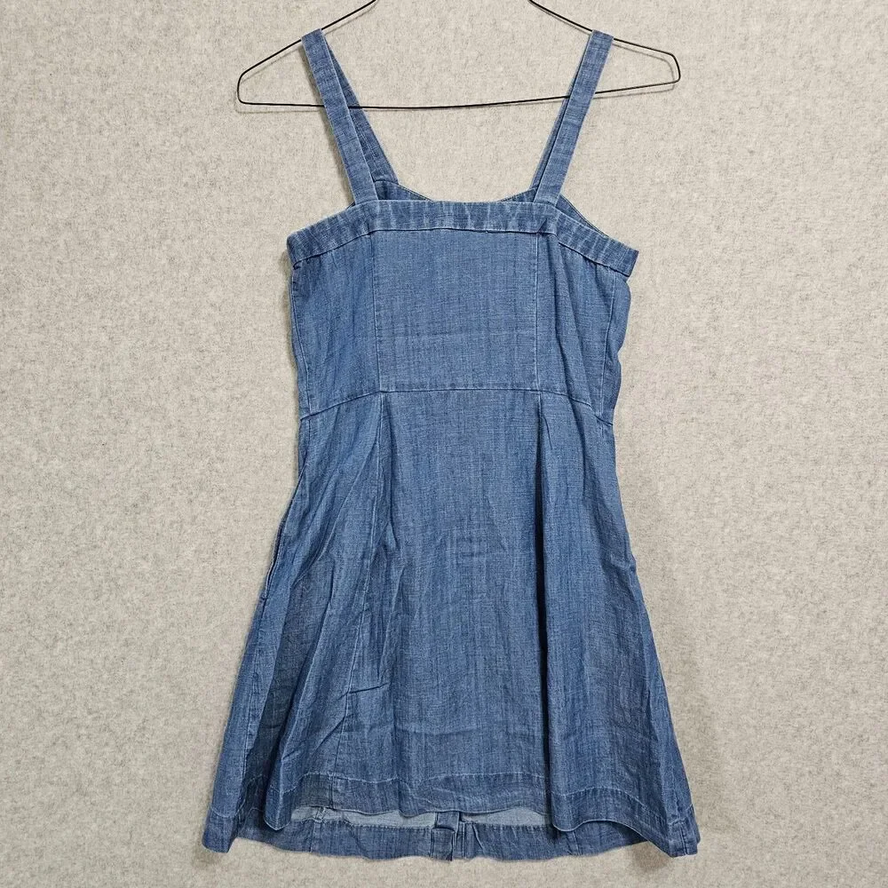 Loft Womens NEW Sleeveless Denim Chambray Dress Size 0 Full Button Summer Spring - Picture 2 of 10